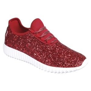 red glitter shoes